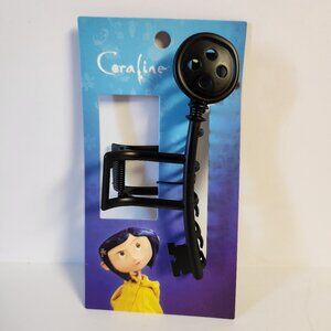 Coraline Hair Clip Button Key Black Metal Claw Hair Clip New Laika